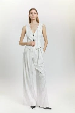 Karen Millen Pinstripe Waistcoat 12 Karen Millen Pinstripe Waistcoat -Karen Millen shop white pinstripe waistcoat 3
