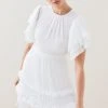 Karen Millen Pleat Detail Fluted Sleeve Short Dress -Karen Millen shop white pleat detail fluted sleeve short dress