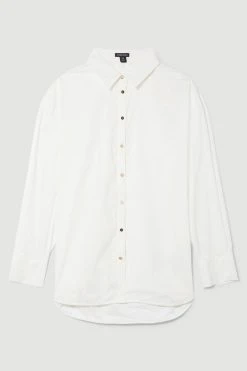 Karen Millen Plus Size Cotton Button Down Shirt -Karen Millen shop white plus size cotton button down shirt 4
