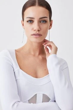 Karen Millen Tall Mesh Cut Out Bandage Knit Midaxi Dress -Karen Millen shop white tall mesh cut out bandage knit midaxi dress 1