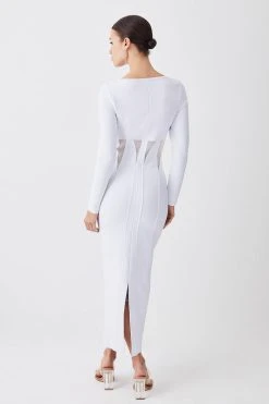 Karen Millen Tall Mesh Cut Out Bandage Knit Midaxi Dress -Karen Millen shop white tall mesh cut out bandage knit midaxi dress 2