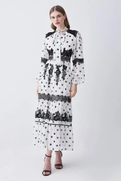 Karen Millen Tall Polka Dot Mix Lace & Embroidery Maxi Dress 9 Karen Millen Tall Polka Dot Mix Lace & Embroidery Maxi Dress -Karen Millen shop white tall polka dot mix lace embroidery maxi dress 2