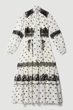 Karen Millen Tall Polka Dot Mix Lace & Embroidery Maxi Dress 10 Karen Millen Tall Polka Dot Mix Lace & Embroidery Maxi Dress -Karen Millen shop white tall polka dot mix lace embroidery maxi dress 3
