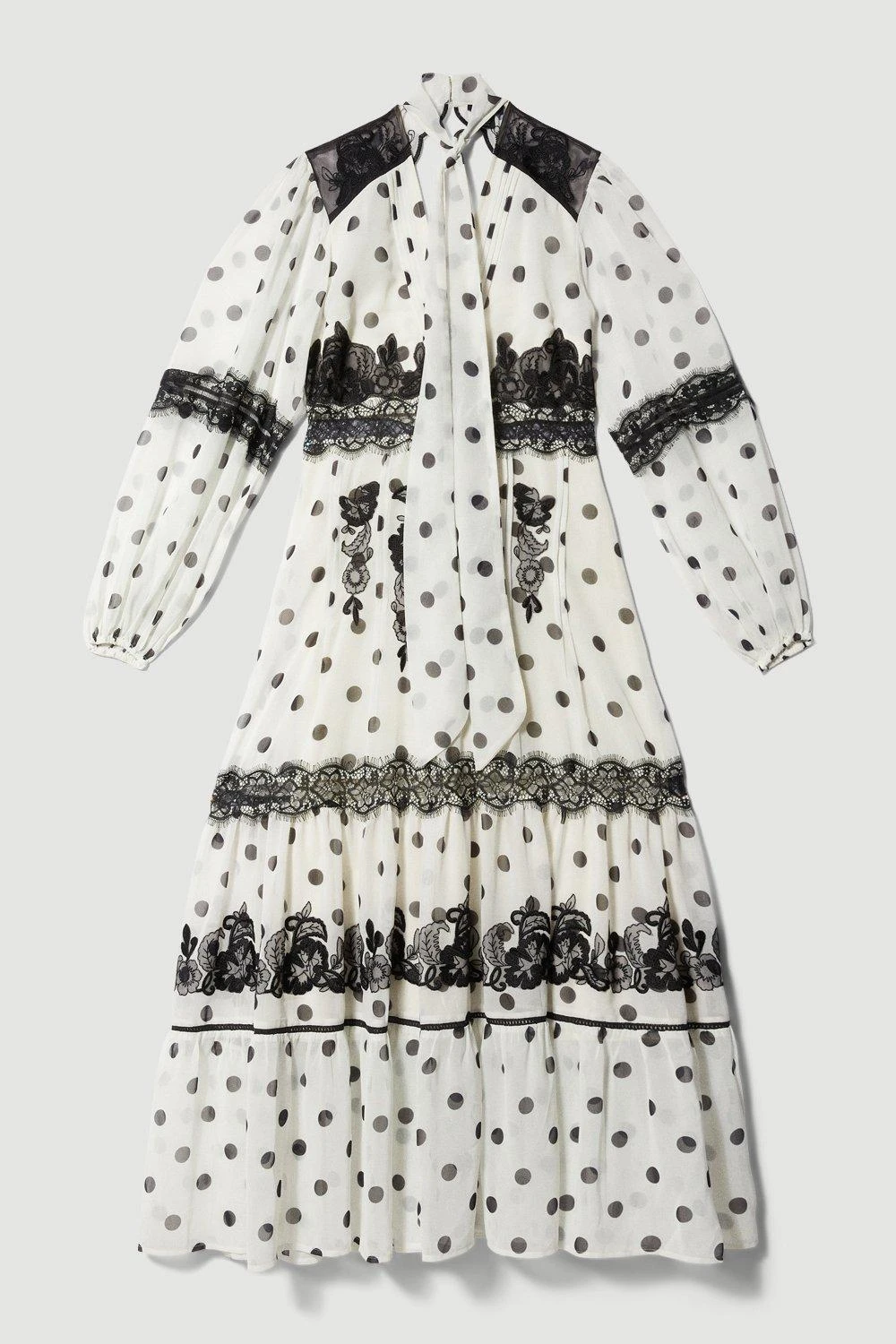Karen Millen Tall Polka Dot Mix Lace & Embroidery Maxi Dress 6 Karen Millen Tall Polka Dot Mix Lace & Embroidery Maxi Dress - Image 4
