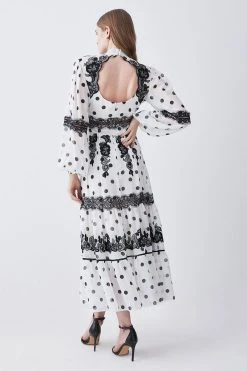 Karen Millen Tall Polka Dot Mix Lace & Embroidery Maxi Dress 11 Karen Millen Tall Polka Dot Mix Lace & Embroidery Maxi Dress -Karen Millen shop white tall polka dot mix lace embroidery maxi dress 4