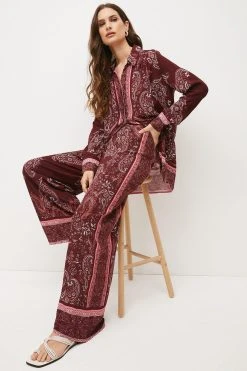 Karen Millen Paisley Placed Border Print Palazzo Trouser