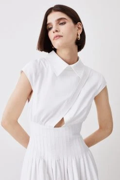 Karen Millen Cotton Wrap Detail Full Skirt Midaxi 10 Karen Millen Cotton Wrap Detail Full Skirt Midaxi -Karen Millen shop yellow cotton wrap detail full skirt midaxi 1 3