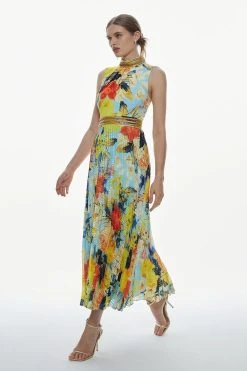 Karen Millen Diamante Trim Infinity Floral Peat Skirt Midi Dress -Karen Millen shop yellow diamante trim infinity floral peat skirt midi dress 4