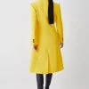 Karen Millen Petite Italian Virgin Wool Fitted Coat -Karen Millen shop yellow petite italian virgin wool fitted coat