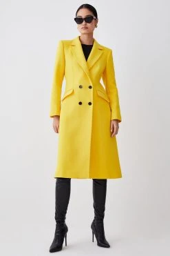 Karen Millen Petite Italian Virgin Wool Fitted Coat 12 Karen Millen Petite Italian Virgin Wool Fitted Coat -Karen Millen shop yellow petite italian virgin wool fitted coat 1 4