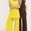 Karen Millen Soft Twill Sleeveless Tux Jacket -Karen Millen shop yellow soft twill sleeveless tux jacket
