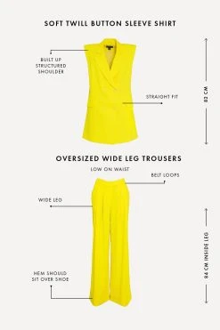 Karen Millen Soft Twill Sleeveless Tux Jacket -Karen Millen shop yellow soft twill sleeveless tux jacket 1 6