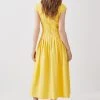 Karen Millen Tall Polished Cotton Wrap Detail Full Skirt Midaxi -Karen Millen shop yellow tall polished cotton wrap detail full skirt midaxi