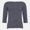 Karen Millen Cotton Stripe Slash Neck 3/4 Sleeve Top -Karen Millen shop 4 sleeve top