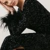 Karen Millen All Over Sequin Feather Cuff Maxi Dress