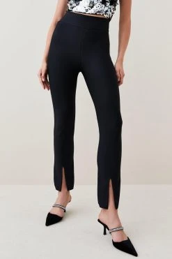 Karen Millen Bandage Knit Split Hem Trousers -Karen Millen shop black bandage knit split hem trousers 2