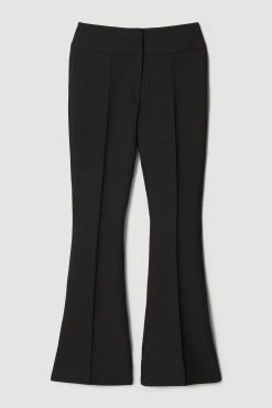 Karen Millen Compact Crepe Kickflare Trouser -Karen Millen shop black compact crepe kickflare trouser 1 2