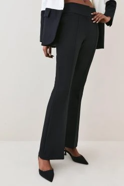 Karen Millen Compact Crepe Kickflare Trouser -Karen Millen shop black compact crepe kickflare trouser 1 3