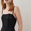 Karen Millen Corded Lace Figure Form Woven Corset Dress -Karen Millen shop black corded lace figure form woven corset dress