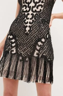 Karen Millen Crystal Embellished Strappy Mini Dress -Karen Millen shop black crystal embellished strappy mini dress 1