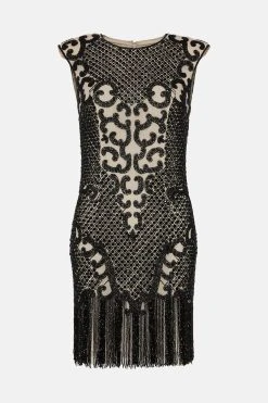 Karen Millen Crystal Embellished Strappy Mini Dress -Karen Millen shop black crystal embellished strappy mini dress 2