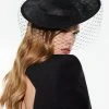 Karen Millen Emily-London Asymmetric Veiled Disc Fascinator -Karen Millen shop black emily london asymmetric veiled disc fascinator