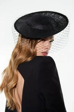 Karen Millen Emily-London Asymmetric Veiled Disc Fascinator