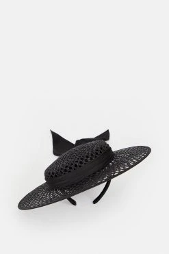 Karen Millen Emily-London Bow Detail Boater -Karen Millen shop black emily london bow detail boater 1 3