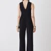 Karen Millen Halter Neck Jersey Wide Leg Jumpsuit 2 Karen Millen Halter Neck Jersey Wide Leg Jumpsuit -Karen Millen shop black halter neck jersey wide leg jumpsuit