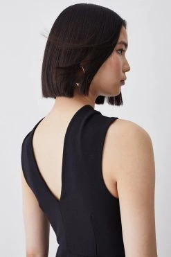 Karen Millen Halter Neck Jersey Wide Leg Jumpsuit -Karen Millen shop black halter neck jersey wide leg jumpsuit 4