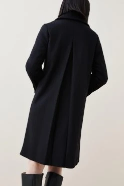 Karen Millen Italian Virgin Wool Double Breasted Cape Over Coat -Karen Millen shop black italian virgin wool double breasted cape over coat 1 3
