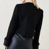 Karen Millen Italian Virgin Wool Faux Fur Cuff Short Coat 2 Karen Millen Italian Virgin Wool Faux Fur Cuff Short Coat -Karen Millen shop black italian virgin wool faux fur cuff short coat