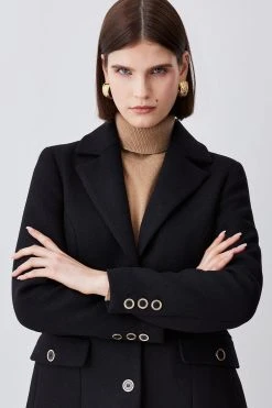 Karen Millen Italian Wool Mix Short Formal Coat -Karen Millen shop black italian wool mix short formal coat 2