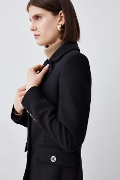 Karen Millen Italian Wool Mix Short Formal Coat -Karen Millen shop black italian wool mix short formal coat 4