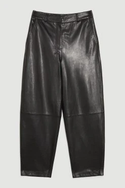 Karen Millen Leather Barell Leg Trouser 8 Karen Millen Leather Barell Leg Trouser -Karen Millen shop black leather barell leg trouser 1 1