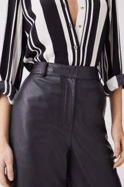 Karen Millen Leather Barell Leg Trouser 11 Karen Millen Leather Barell Leg Trouser -Karen Millen shop black leather barell leg trouser 1 4