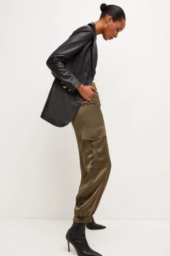 Karen Millen Leather Gold Button Single Breasted Blazer -Karen Millen shop black leather gold button single breasted blazer 2