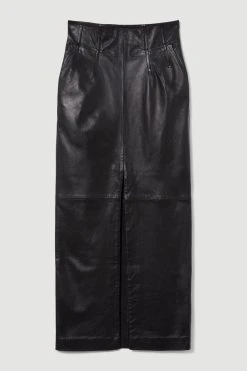 Karen Millen Leather High Waisted Pencil Midaxi Skirt 10 Karen Millen Leather High Waisted Pencil Midaxi Skirt -Karen Millen shop black leather high waisted pencil midaxi skirt 3