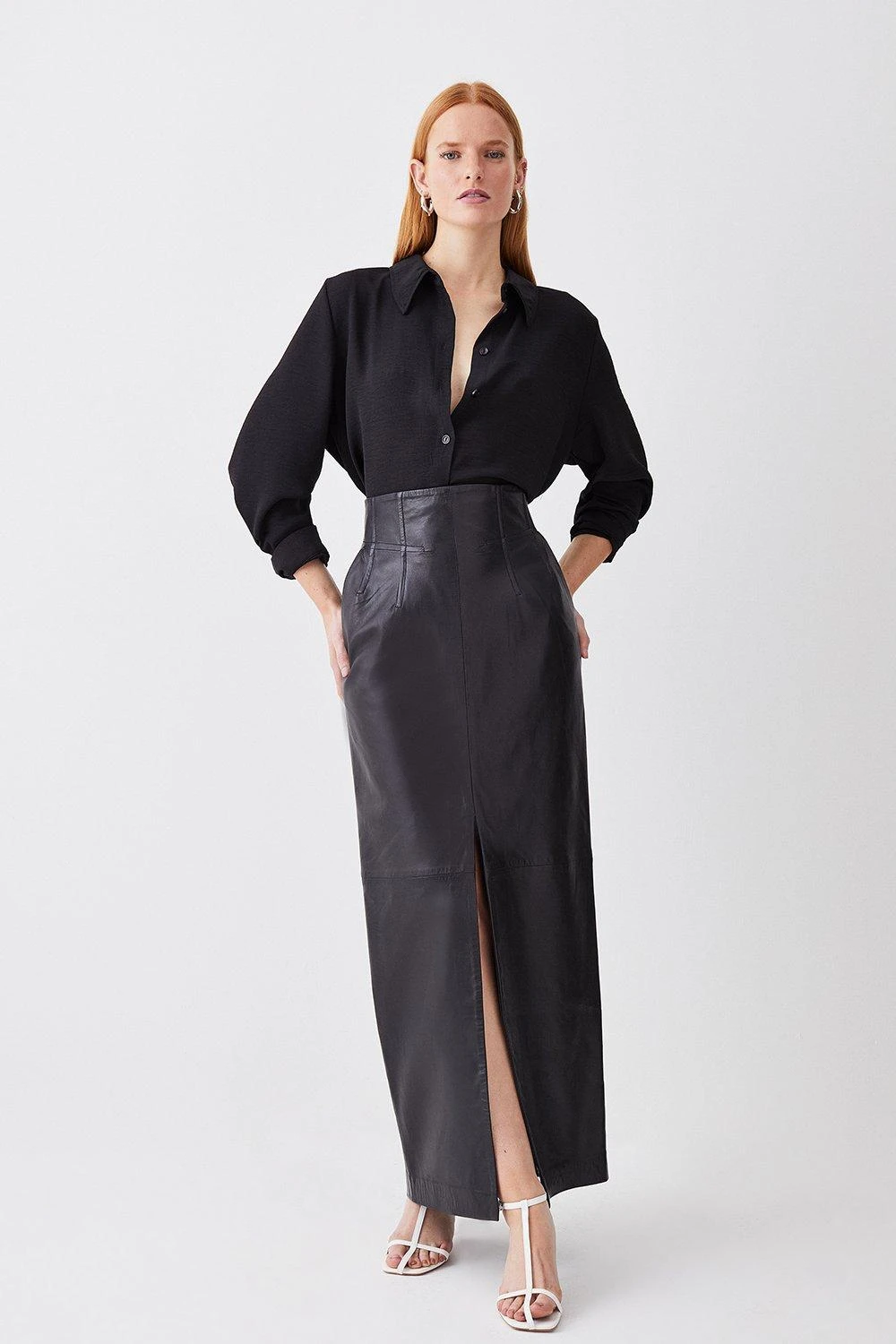 Karen Millen Leather High Waisted Pencil Midaxi Skirt 7 Karen Millen Leather High Waisted Pencil Midaxi Skirt - Image 5