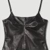 Karen Millen Leather Strap Cami Top -Karen Millen shop black leather strap cami top