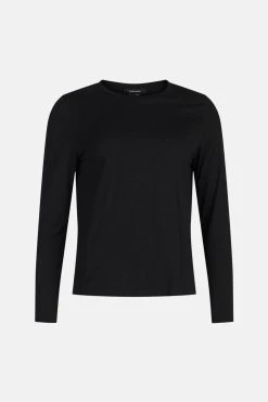 Karen Millen Long Sleeve Jersey Crew Neck Tee -Karen Millen shop black long sleeve jersey crew neck tee 3