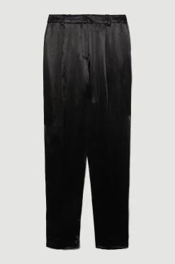 Karen Millen Luxe Satin Slim Leg Trouser -Karen Millen shop black luxe satin slim leg trouser 1 3