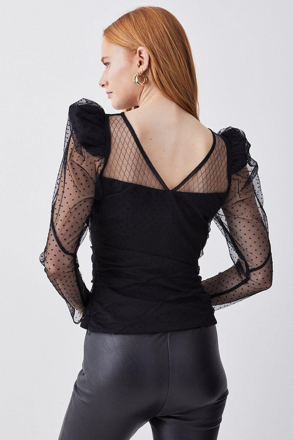 Karen Millen Mixed Mesh Spot Tulle Top 5 Karen Millen Mixed Mesh Spot Tulle Top - Image 3