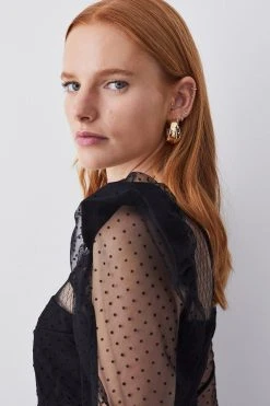 Karen Millen Mixed Mesh Spot Tulle Top 10 Karen Millen Mixed Mesh Spot Tulle Top -Karen Millen shop black mixed mesh spot tulle top 3