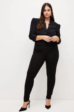 Karen Millen shop -Karen Millen shop black plus size structure crepe tailored jacket 1 1