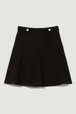 Karen Millen Rivet Detail Ponte Mini Skirt -Karen Millen shop black rivet detail ponte mini skirt 1