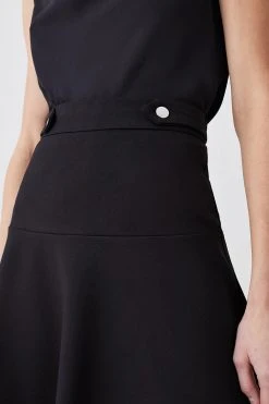 Karen Millen Rivet Detail Ponte Mini Skirt -Karen Millen shop black rivet detail ponte mini skirt 3