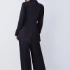 Karen Millen Satin Back Crepe Wide Leg Trouser -Karen Millen shop black satin back crepe wide leg trouser