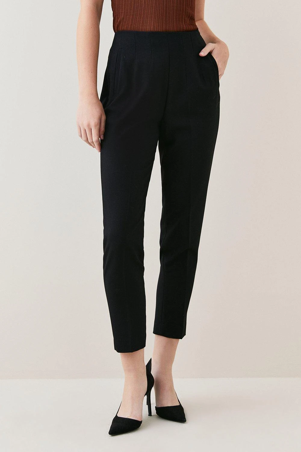 Karen Millen Slim Fit Crop Darted Waist Tailored Trouser 3 Karen Millen Slim Fit Crop Darted Waist Tailored Trouser