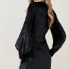 Karen Millen Slinky Velvet Sleeved Wrap Mini Dress -Karen Millen shop black slinky velvet sleeved wrap mini dress